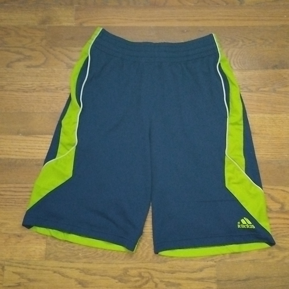 Adidas Basketball Shorts Youth Size 10/13 Blue and Lime Green